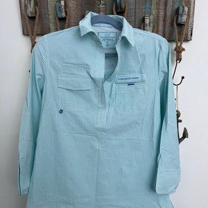 Vineyard Vines Seersucker Long Sleeve Cover-Up Shirtdress